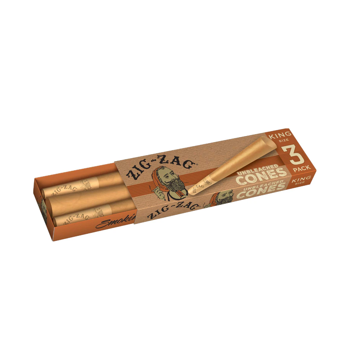 Zig-Zag - KING SIZE UNBLEACHED CONES (3PK) - ZIG ZAGS Main Image